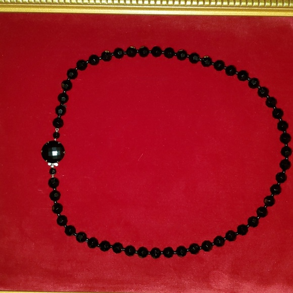 Vintage - Black Jet Glass Beaded Necklace 50s - Picture 2 of 7